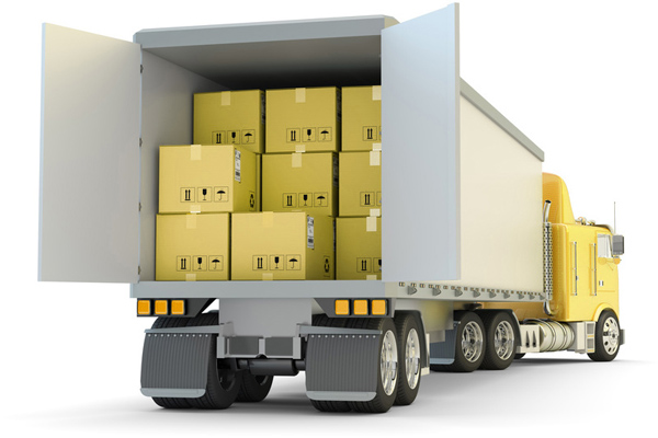Freight transportation, packages shipment and shipping goods con